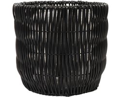 Grote Plantenpot Zwart | Ø40 cm – Ronde Rotan Kunststof Bloempot – Voor Binnen en Buiten