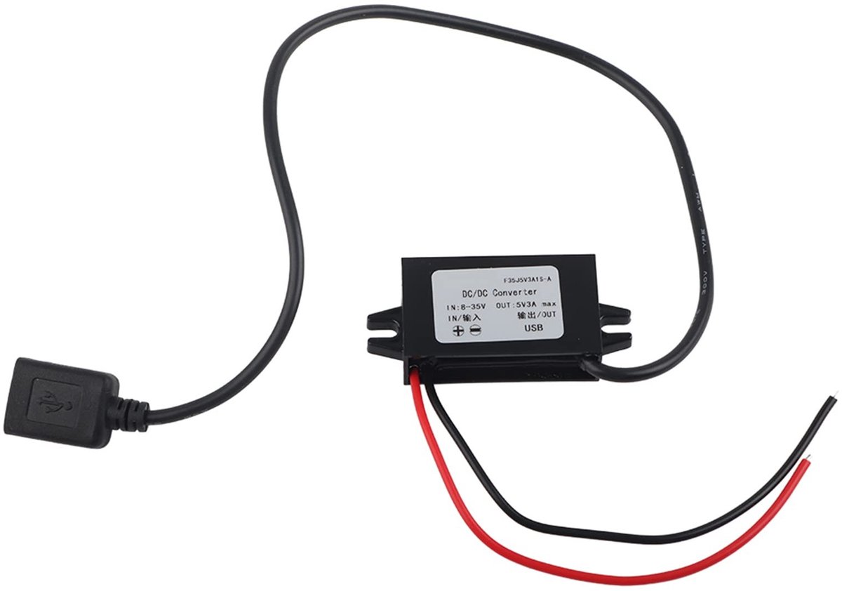 ONF3 - Buck Adapter 12V/24V naar USB 5V 3A - Veilig - Waterdicht - USB aansluiting - Voeding voor apparaten - Compact ontwerp - Geschikt voor au...
