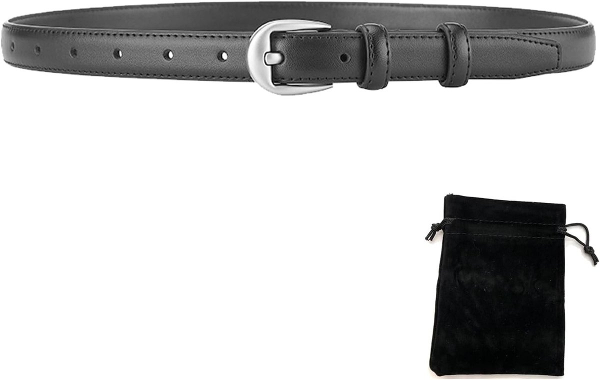 aladdien - Riem - Vrouwen - Skinny - Leder - Jurken - Fluweelzakje - Zwart - 110cm - Geschikt voor Jurken - Zwart