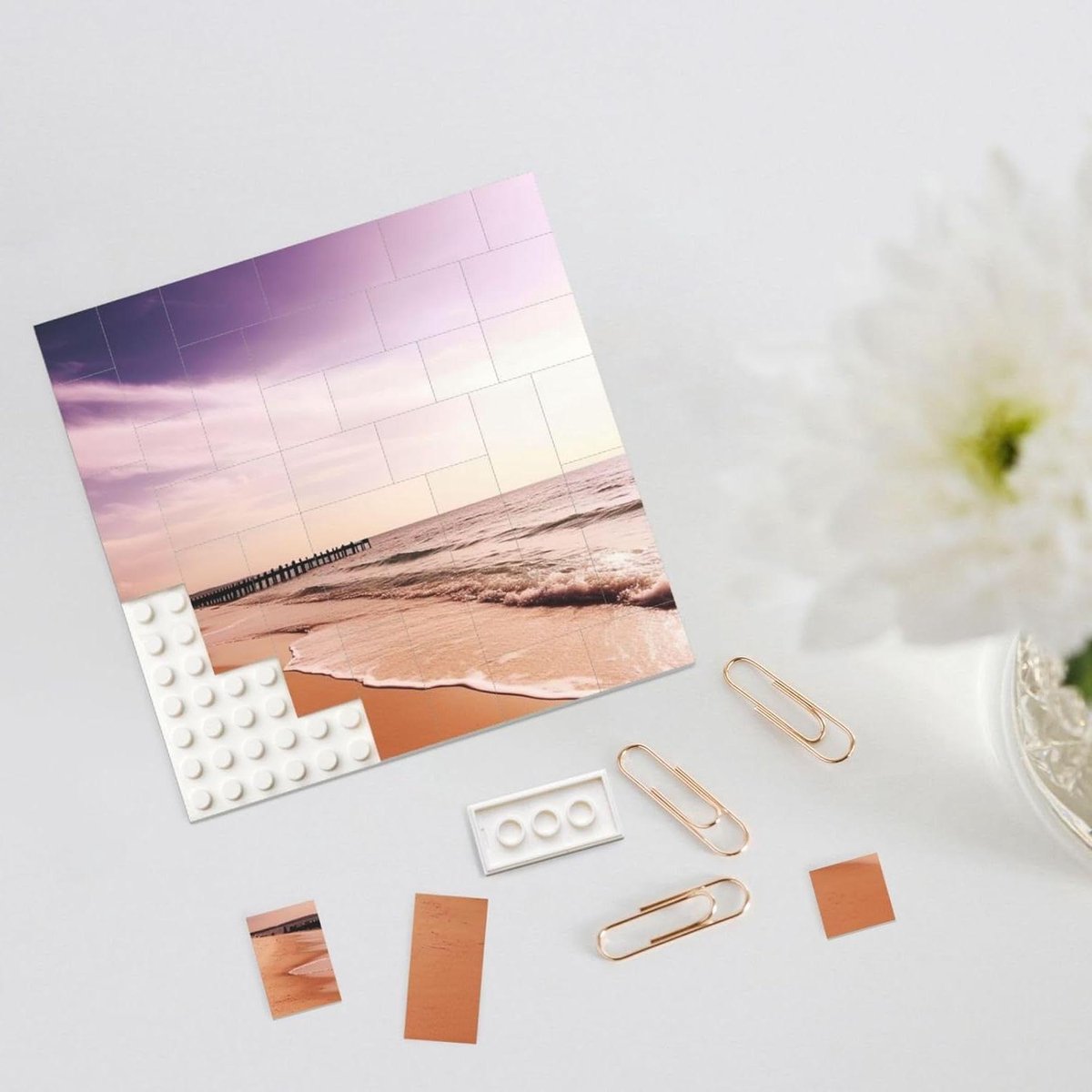 Bouwsteen Puzzel - Fotoblokken - Huisdecoratie Maken - Dubbelzijdig Ontwerp - 1 Stuk - Wit