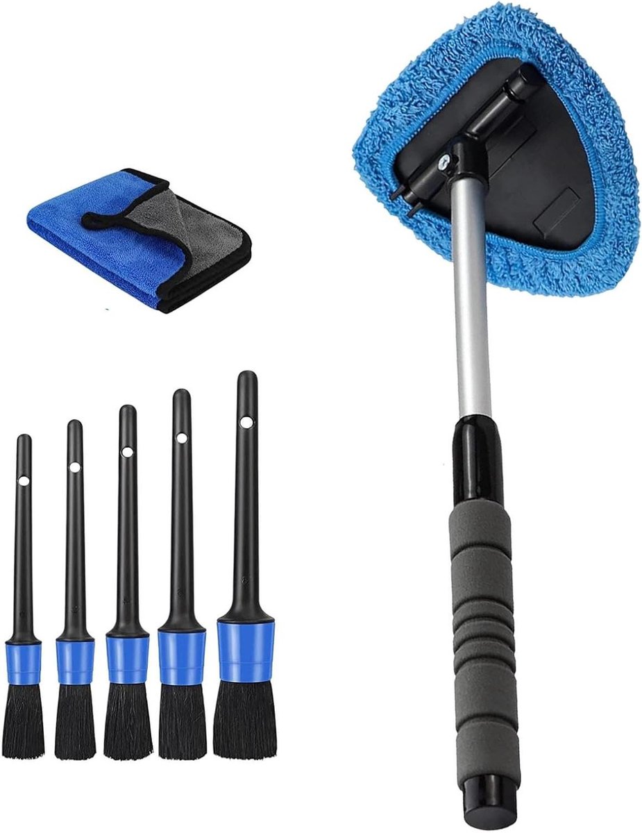 Autoruit Reiniger - Voorruit Gereedschap - Ramen Zichtbaar Houden - Streepvrije Glans - 7 Delige Set - Blauw