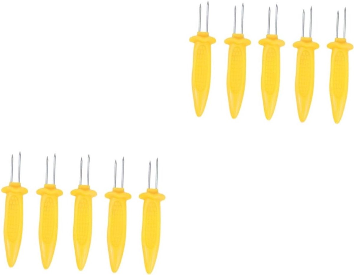 Barbecue Spiesen - Fruit Vorken - Grillen en Roosten - Dubbele Tanden Ontwerp - 10 Stuks - Geel