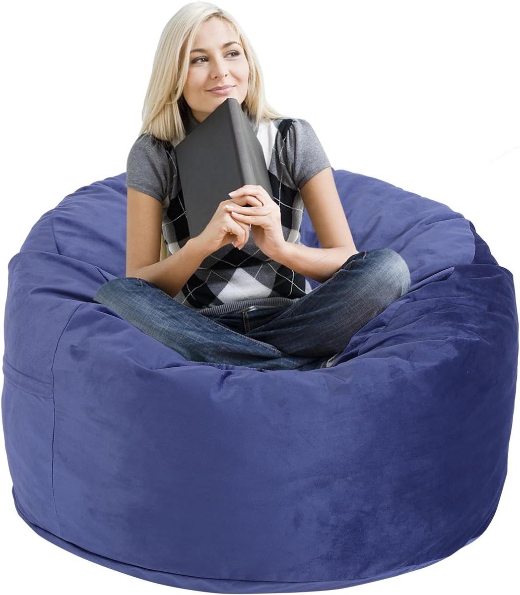 Zitzakstoel Rond - Zitzak Bank - Ontspannen Zitten - Versnipperd Traagschuim - 3 voet - Blauw