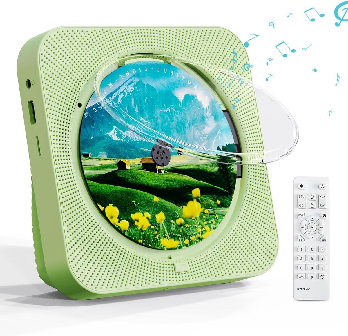 Draagbare CD-speler - Muziekspeler - Muziek Luisteren - Ingebouwde Bluetooth - 167x167x66 mm - Groen