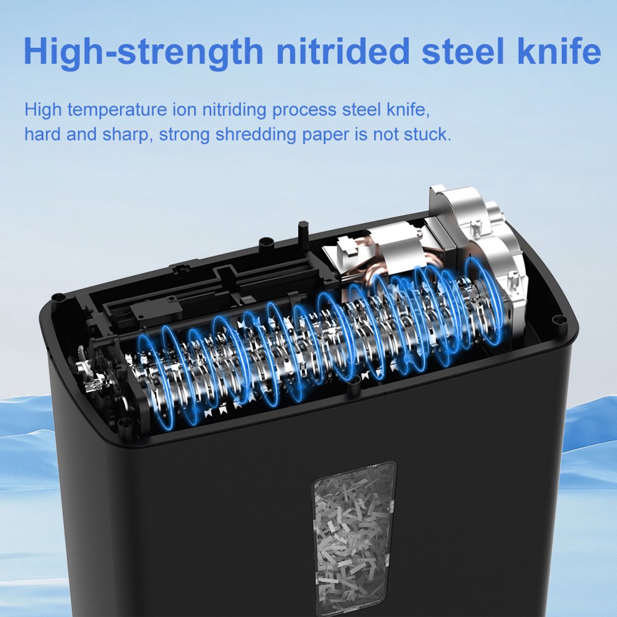 Re-purelife® papiervernietiger 8 vellen | documentvernietiger van ABS en kunststof | cross-cut met P-4 veiligheidsniveau | compacte shredder voor thuis en kantoor | zwart 31 x 16 x 38 cm thumbnail 5