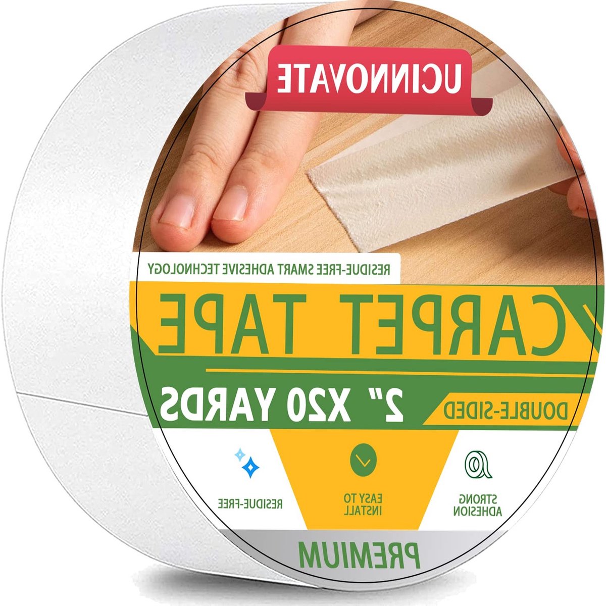 Dubbelzijdige tapijt tape voor vloerkleden, sterke en multifunctionele plakband, 2" x 20 yards, ideaal voor tapijten, vloerbedekking en delicate houten vloeren