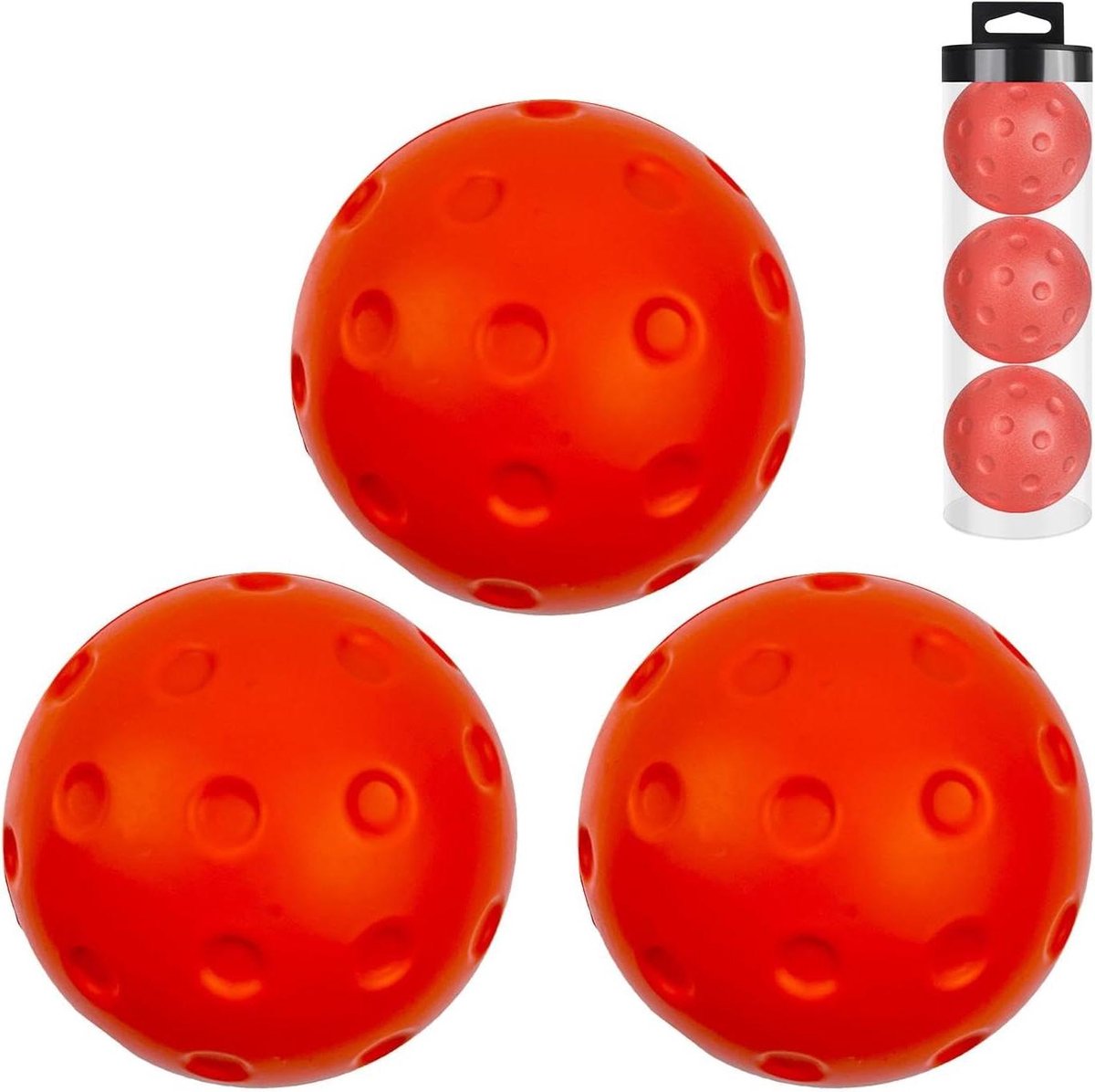 Pickleball Ballen - Indoor Ballen - Sport Oefenen - Minimaal Geluid - 3 Stuks 74 mm - Rood