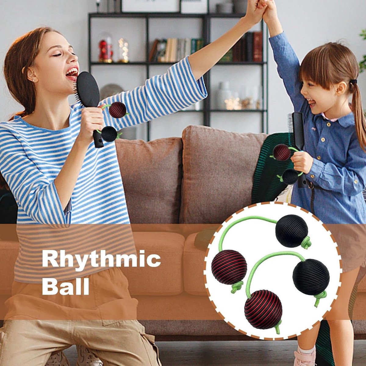 Afrikaanse shakerballen - Ritmische ballen - Muziek maken - Verbeterde duurzaamheid - 21 cm lengte - Zwart en rood