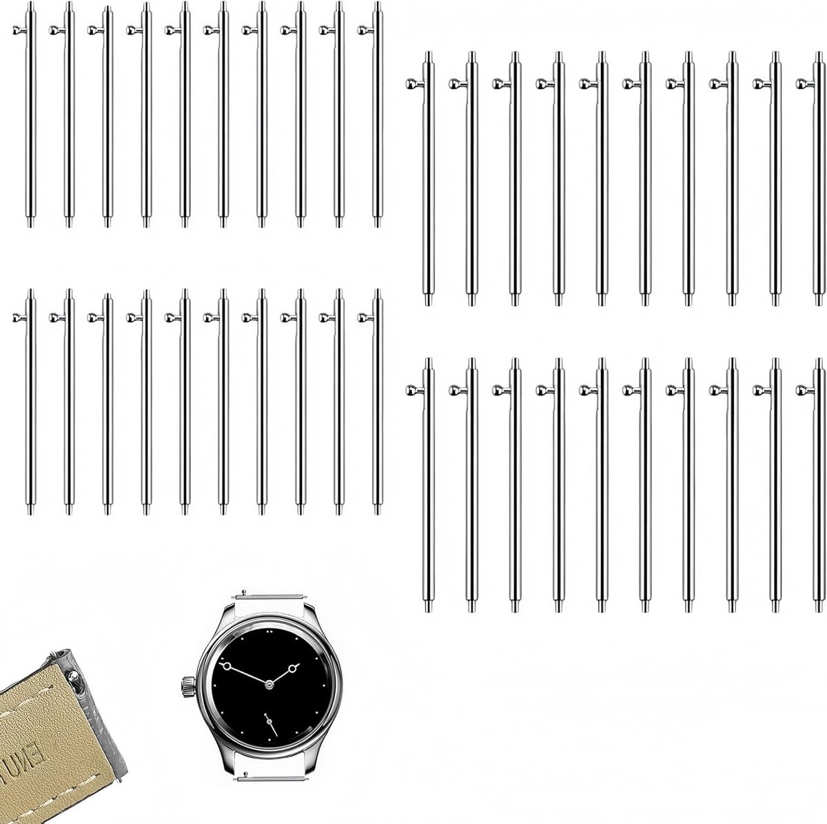 Snelsluiting veerpinnen 40 stuks - 20mm & 22mm - roestvrij staal - vervangingspinnen voor horlogeband - ShopVlot