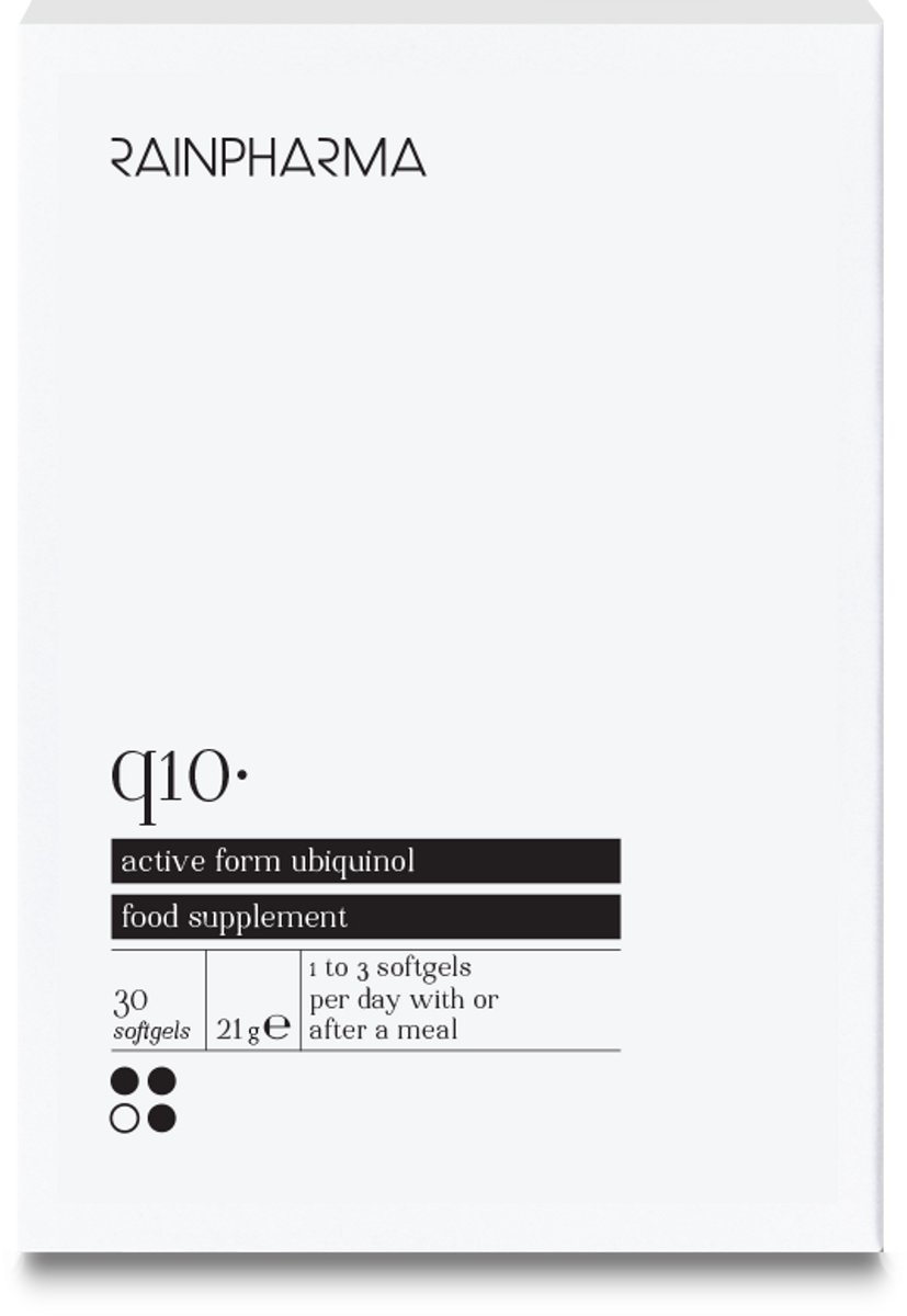 RainPharma Dynamic Q10 - Supplement - 30 Capsules - Co-enzym Q10 - Energieproductie - Voor Hart, Hersenen & Spieren - Natuurlijke Ondersteuning - Voedingssupplement - Perfect Match met Mood & Dry Energy