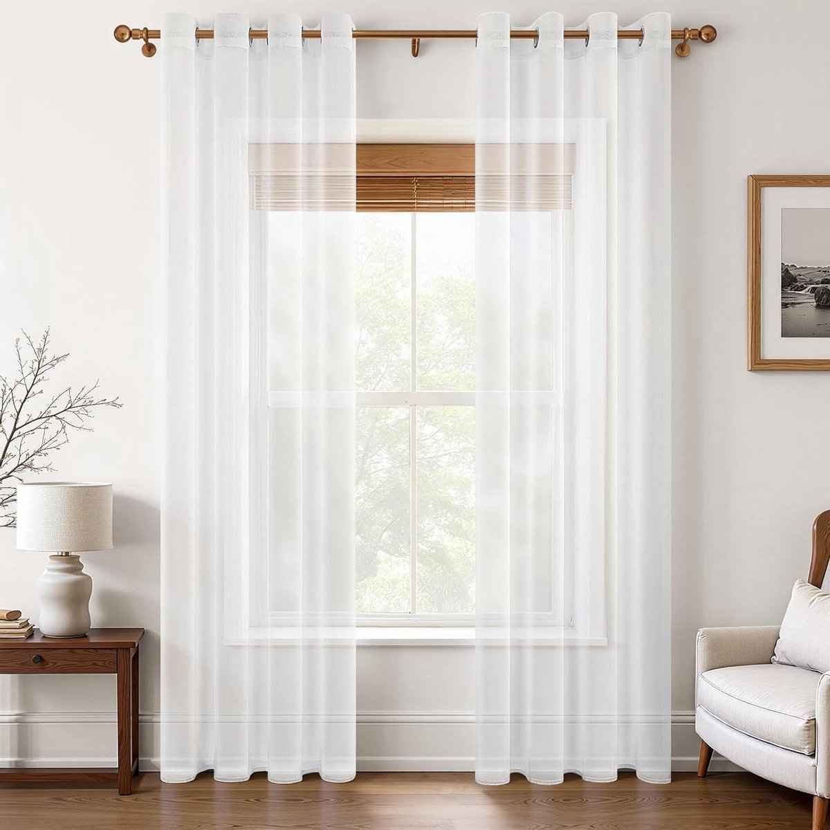 Transparante gordijnen - Vitrage panelen - Ruimte verlichten - Privacy behouden - 140x220 cm - Wit