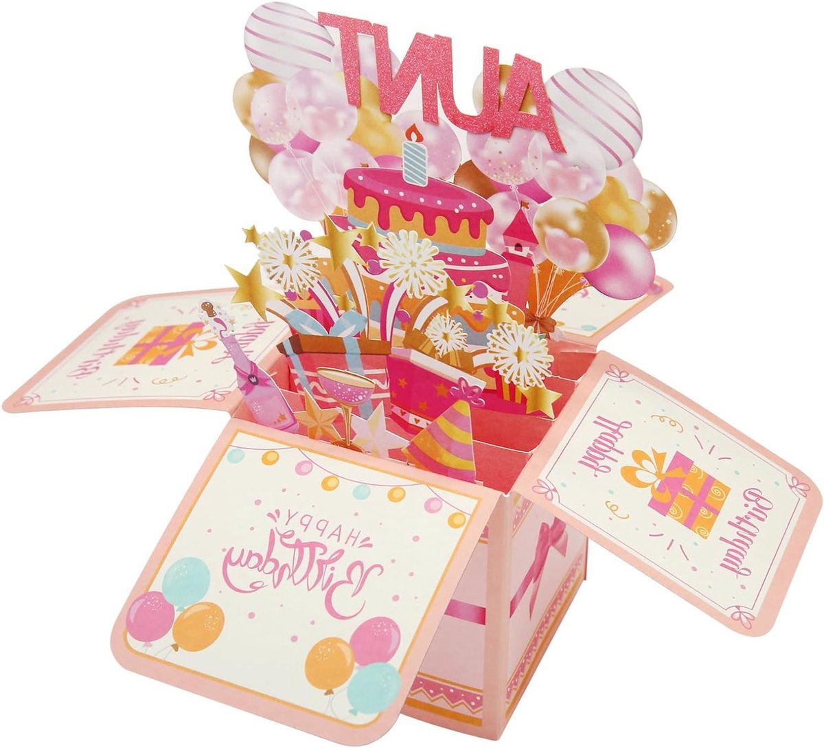 Verjaardagskaart voor Tante - Grappige Pop-up Kaart met 3D Bloemen, Vouwbare Groetkaart met Envelop voor Creatieve Vrouwen en Neef/Nicht Geschenk