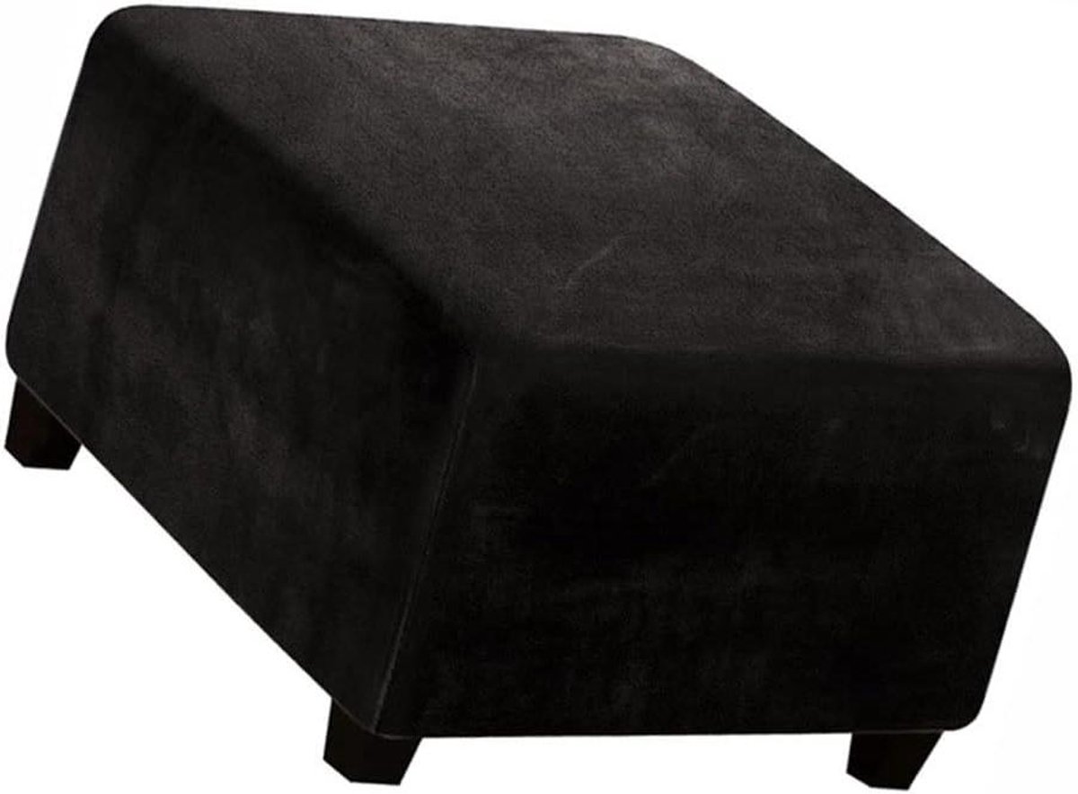 Poef Hoes - Voetenbank Cover - Meubels Beschermen - Hoge Stretch Stof - 33-45cm - Zwart