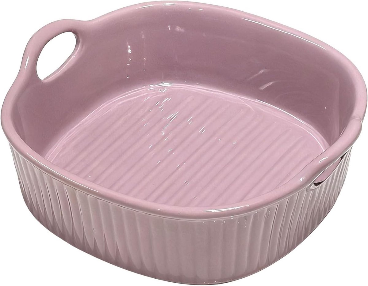 Ronde keramische ovenschaal voor airfryer, lasagnevorm, 18.5 x 16.5 x 5.5 cm, kleurrijke glazuur, ideaal voor ovenschotels en bakken