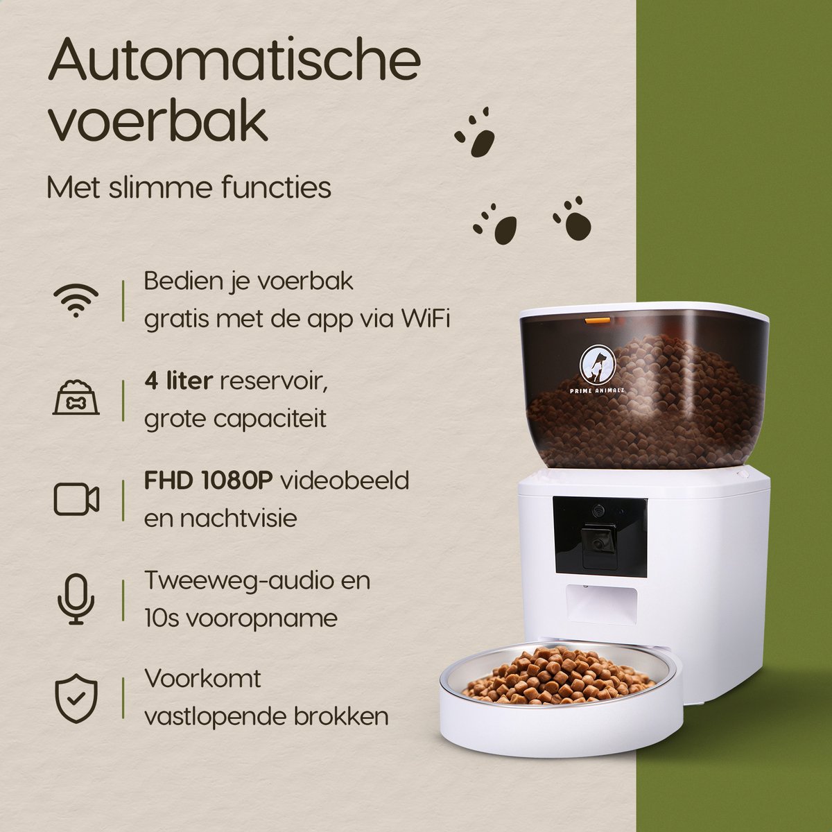 Prime AnimalZ Automatische Voerbak Dubbel met stoomborstel - afbeelding 2