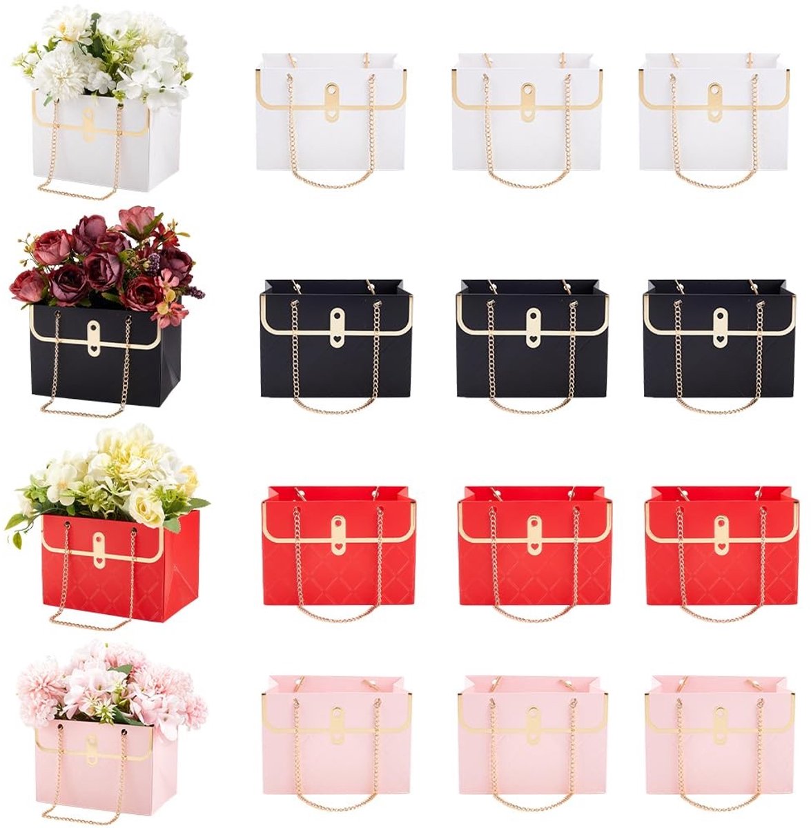 aladdien - Geschenkdozen - Bloem Papier - Handtas Doos - 4 Kleuren - Verpakking - Verjaardag - Bruiloft - Geschikt voor bloemen