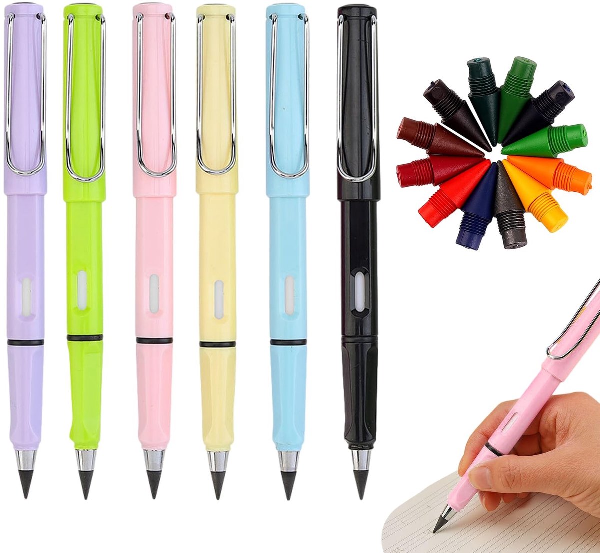 Allecto - Infinite Pencil Set - Herbruikbare Inktloze Potloden - 18 Stuks - Multicolor - Perfect voor Studenten en Kunstenaars - Erasabel en Duurzaam