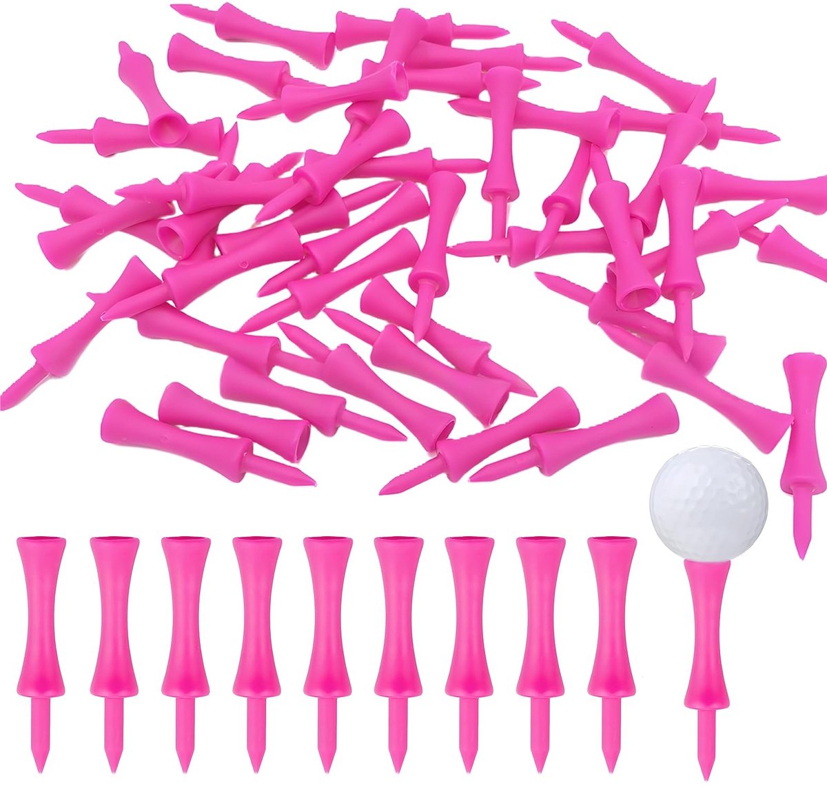 ONF3 - Golf Tees - 100 Stuks - Duurzaam - 57 mm - Ideaal voor golfers - Roze - Geschikt voor golfaccessoires - Perfecte tee voor elke golfer