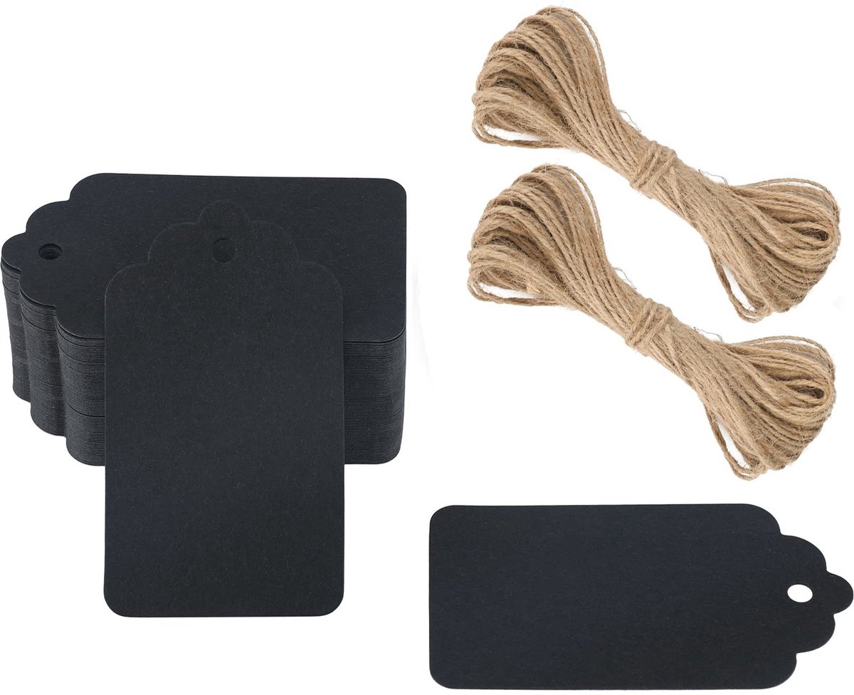 Allecto - Gift Hangers - Kraft Paper Labels - 100 Stuks - Zwart - Cadeaulabels - Creatief gebruik - Geschikt voor knutselen