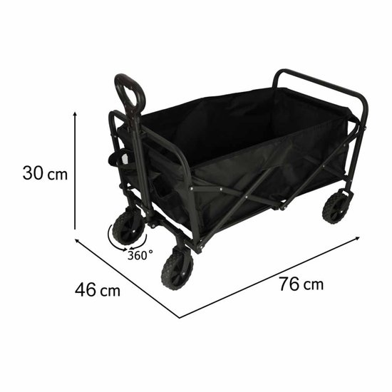 Opvouwbare Bolderkar 100L Zwart - Strandwagen Transportkar met Verstelbare Trekstang en 360° Wielen - Campingkar Tuinkar Boodschappenwagen voor Strand Kamperen Picknick en Dagelijks Gebruik - Belastbaar tot 100 kg Met Ebook — afbeelding 5