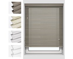 Houtlook jaloezieën - PVC raambekleding - Lichtregulatie en privacy - Vocht- en uv-bestendig - 100 x 130 cm - Donker houtstructuur