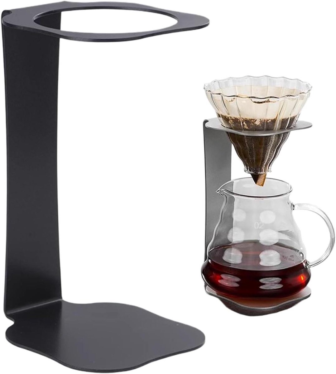 Koffiezetapparaat Standaard - Handfilter Houder - Thuis Koken - Stabiele Werking - 9.8x11.3x18.5 cm - Zwart