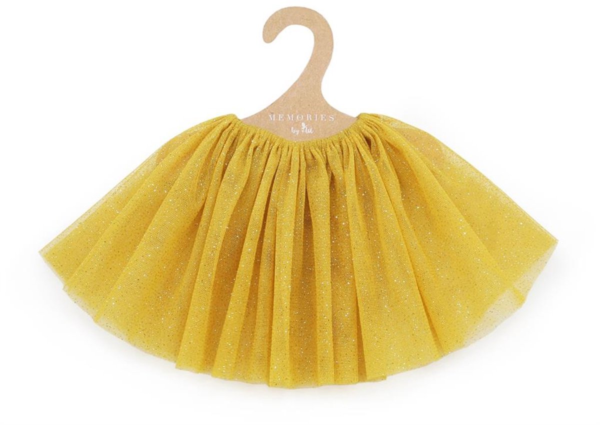 Asi poppenrok tule okergeel goud - poppenkleding accessoire.