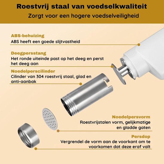 Elektrische Pastamachine - Automatische Noodle Maker met 5 Opzetstukken - Draadloos (2000 mAh) - Voor Verse Pasta & Noedels van Merkloos — afbeelding 5