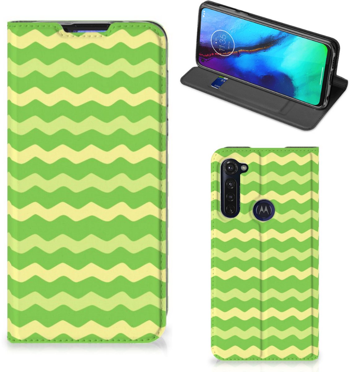 Motorola Moto G Pro Hoesje met Magneet Waves Green