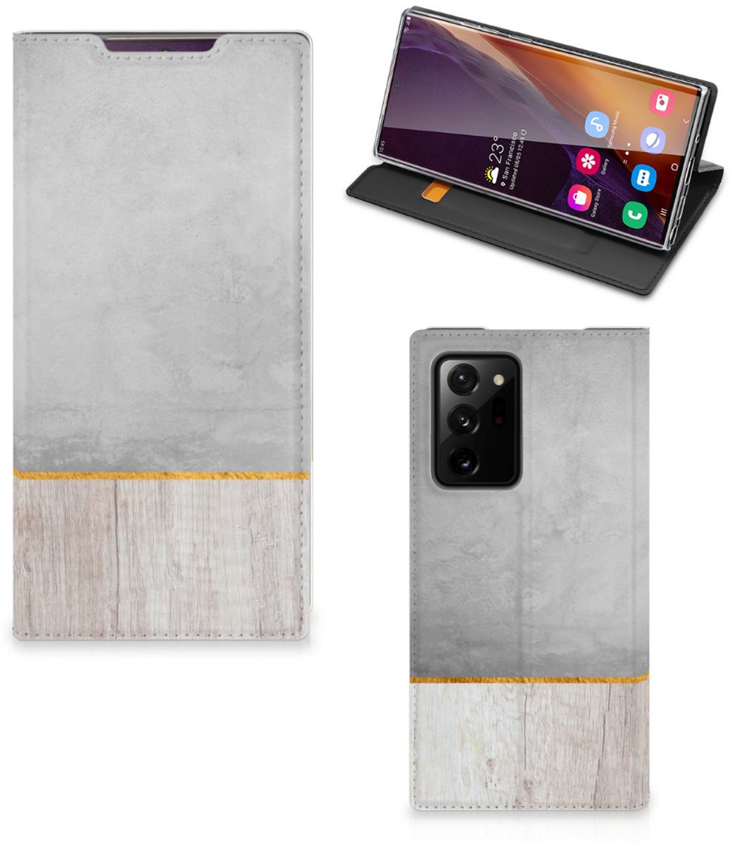 Samsung Galaxy Note 20 Ultra Book Wallet Case Wood Concrete
