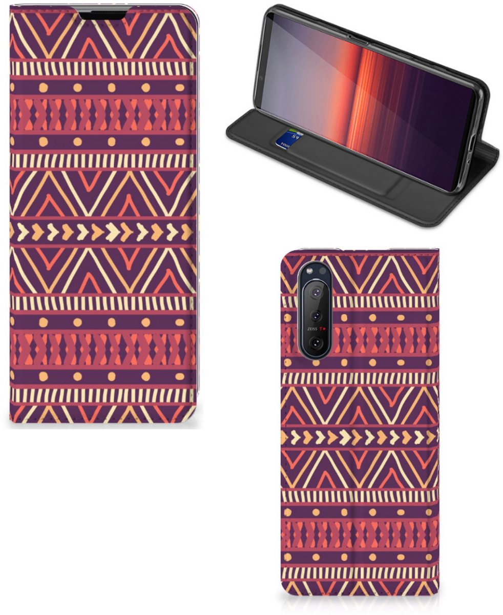 Sony Xperia 5 II Hoesje met Magneet Aztec Paars