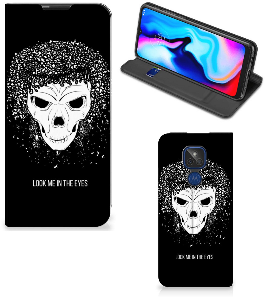 Mobiel BookCase Motorola Moto G9 Play Skull Hair