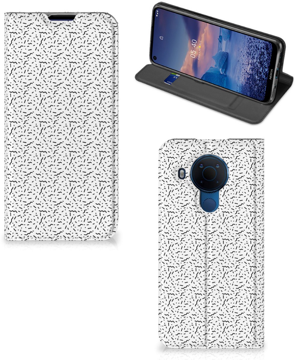 Nokia 5.4 Hoesje met Magneet Stripes Dots