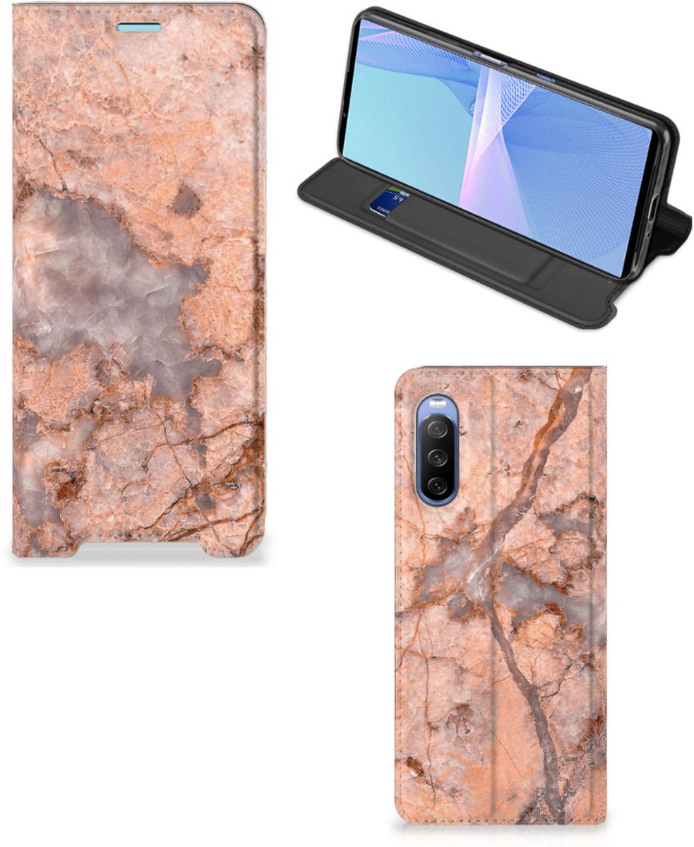Sony Xperia 10 III Standcase Marmer Oranje