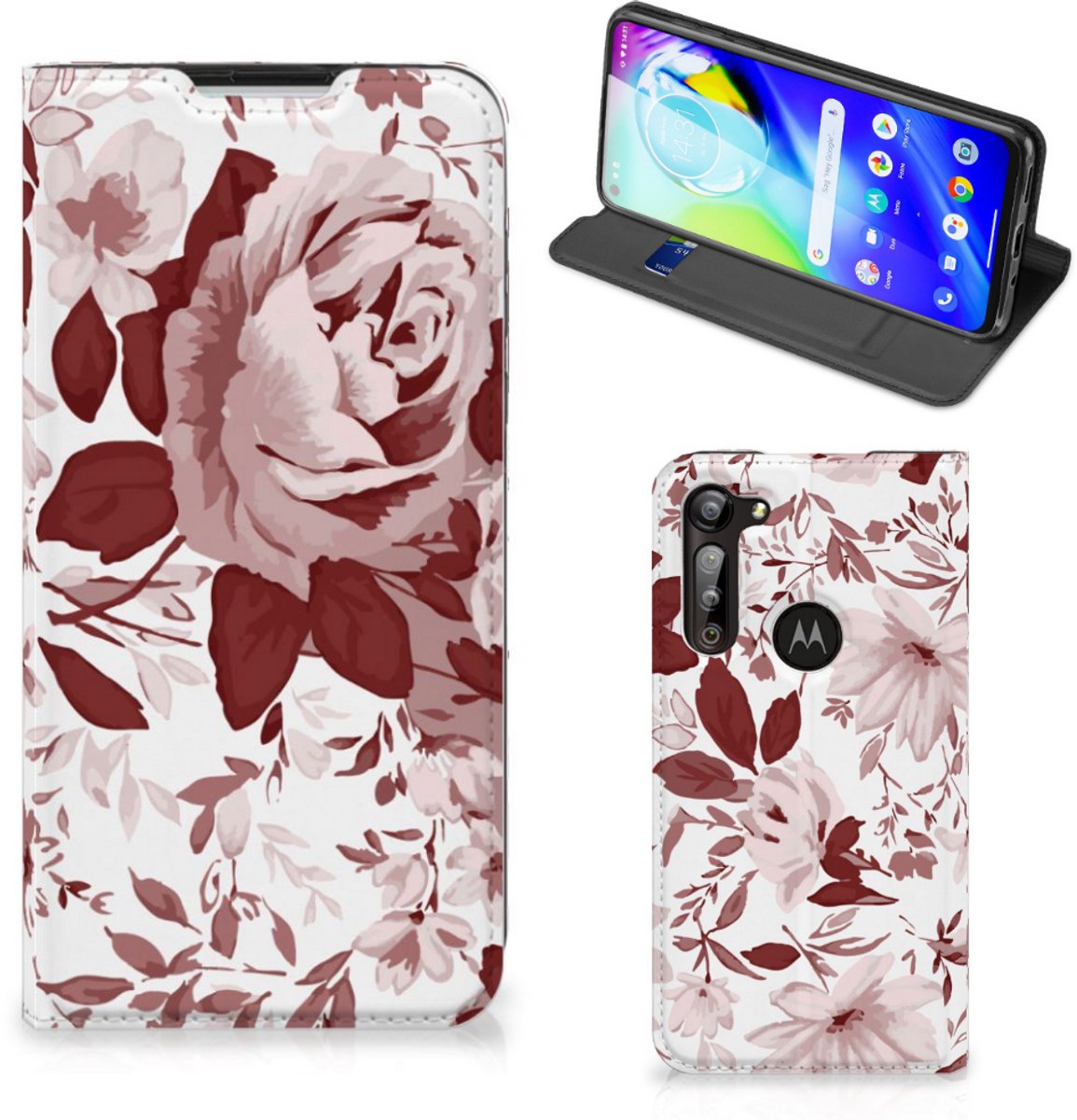 Bookcase Motorola Moto G8 Power Watercolor Flowers