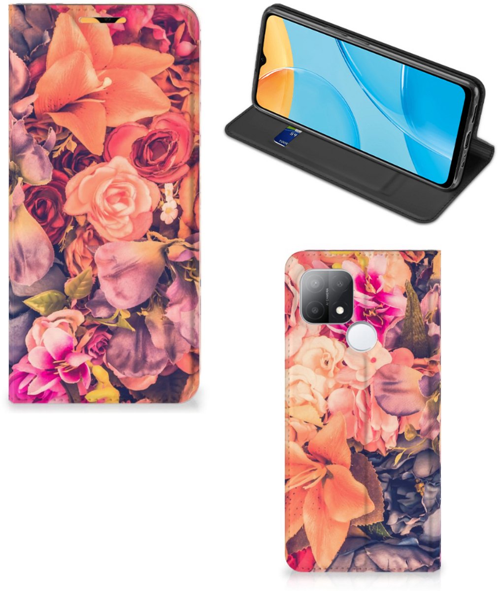OPPO A15 Smart Cover Bosje Bloemen