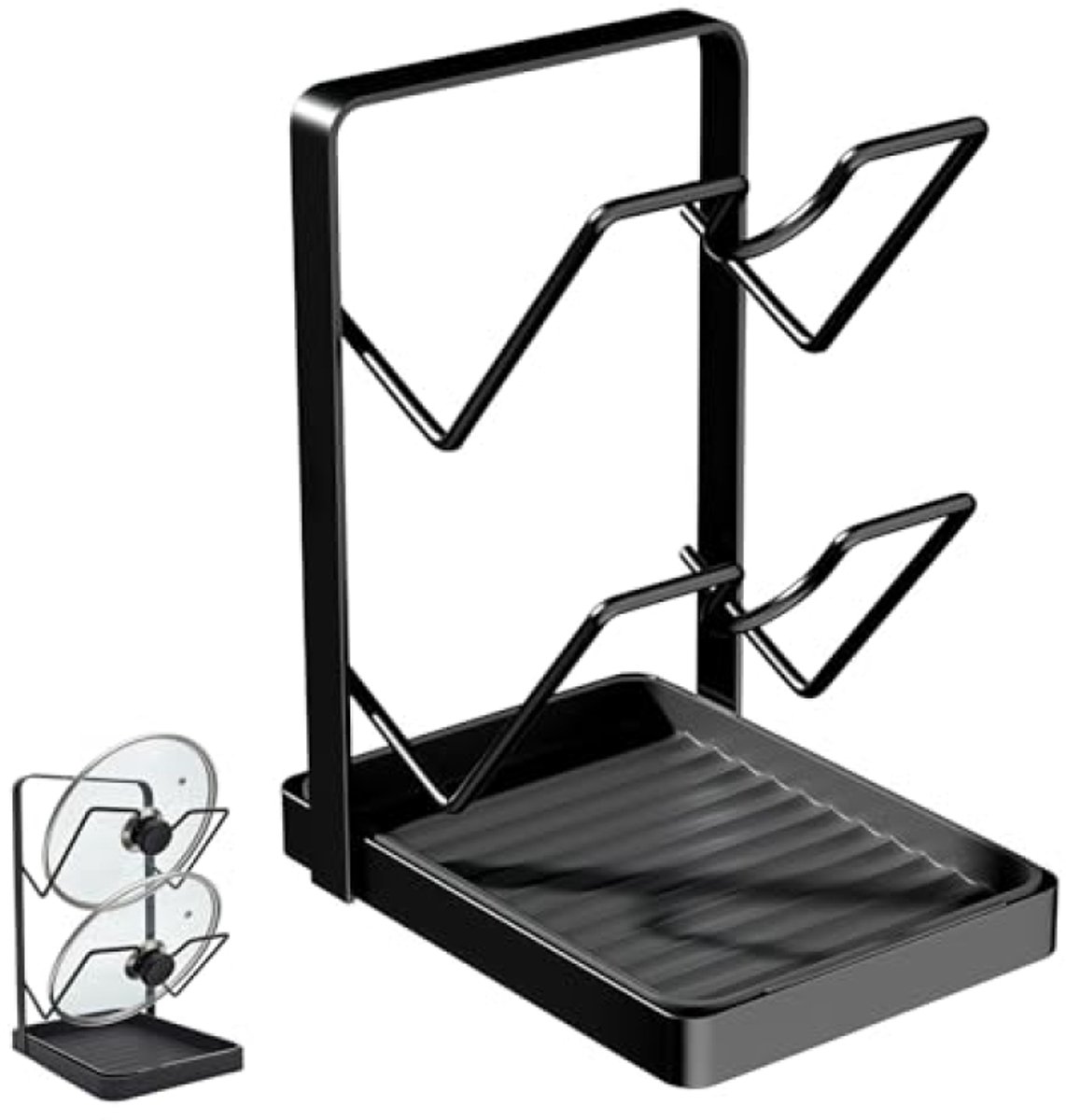 Pannendeksel Houder - Keuken Organizer - Werkblad Ordenen - Met Opvangbak - 14x18x25 cm