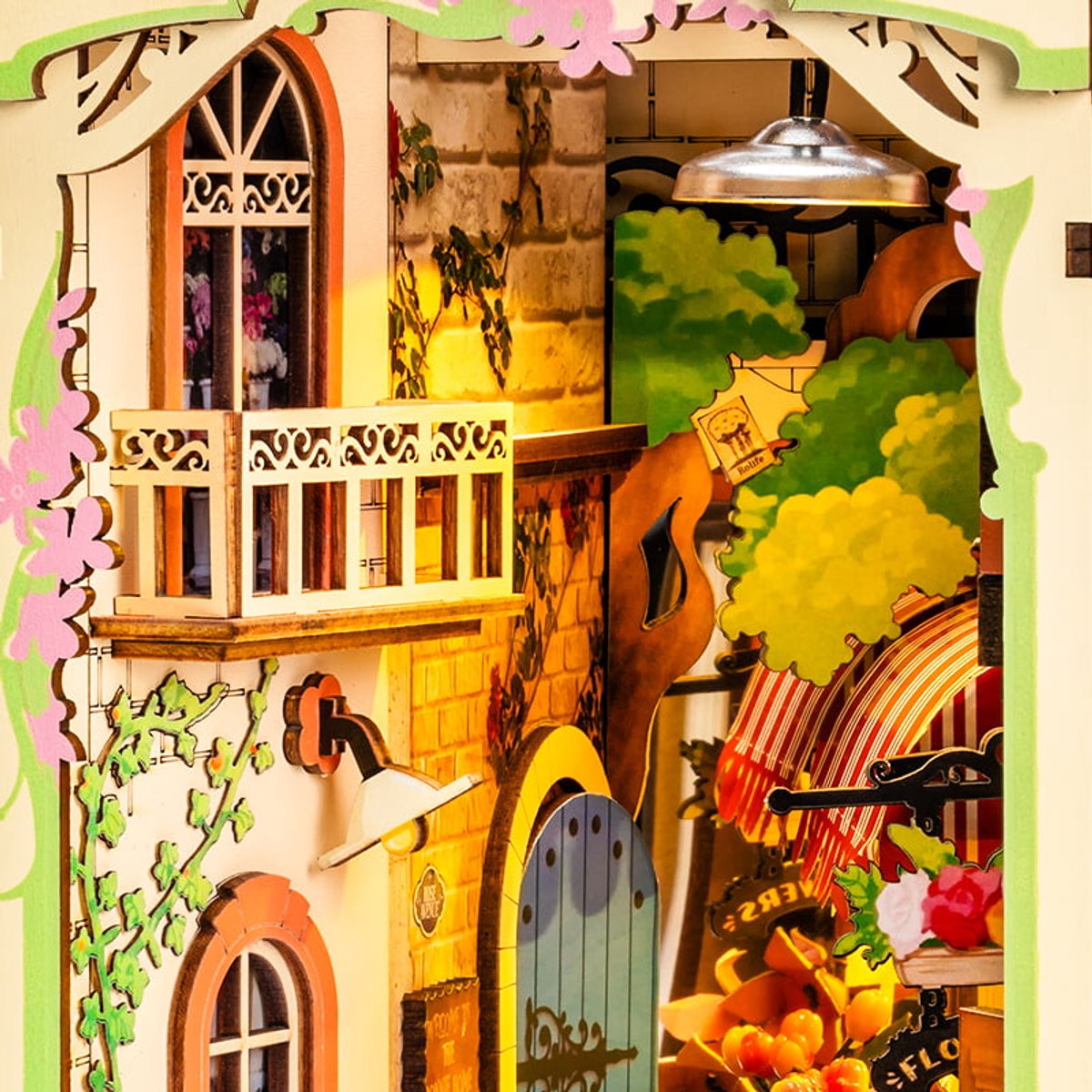 Robotime Floral Corner | Houten Book Nook DIY-miniatuurhuis | TGB09 | Knutselen | Bouwpakket | Hobby | Boekensteun | Creatief — afbeelding 10