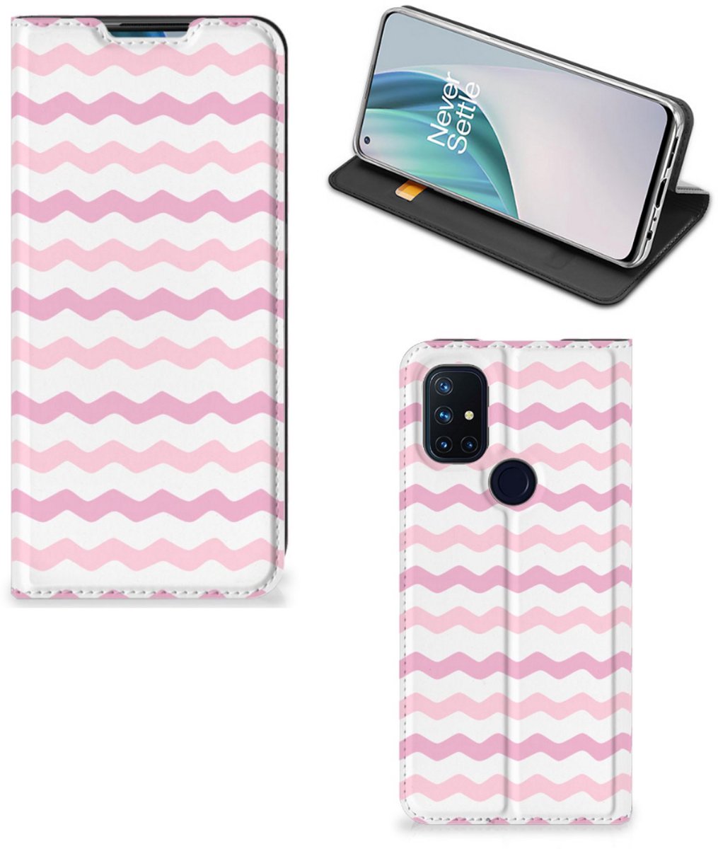 OnePlus Nord N10 5G Hoesje met Magneet Waves Roze