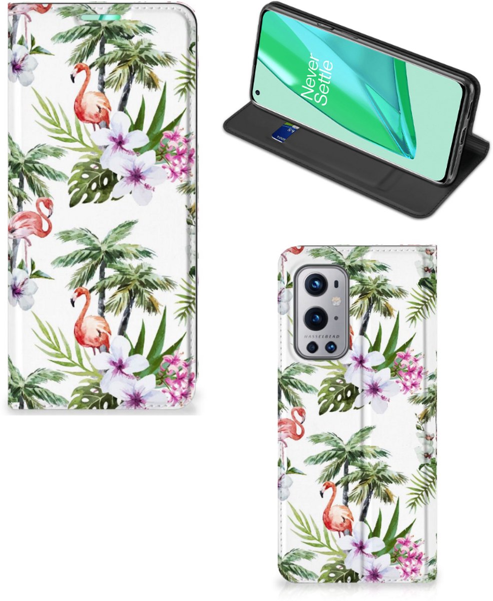 Book Case voor OnePlus 9 Pro Hoesje maken Flamingo Palms
