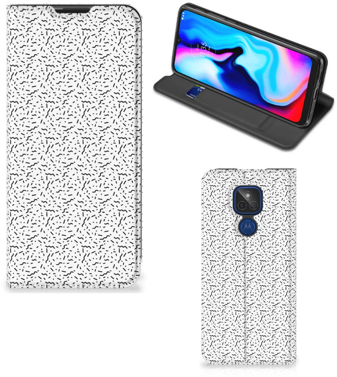 Motorola Moto G9 Play Hoesje met Magneet Stripes Dots