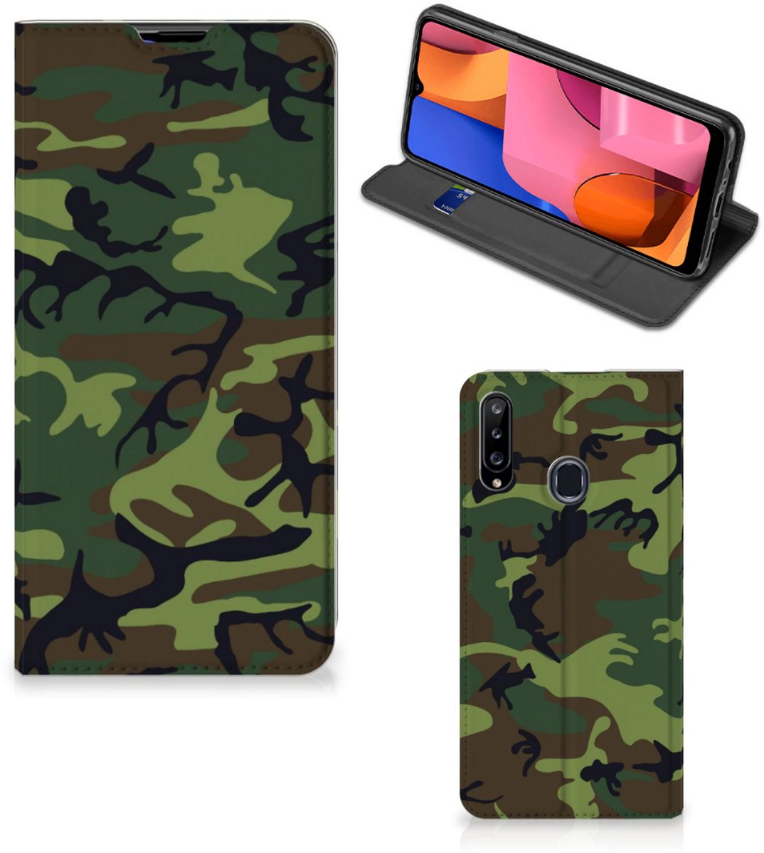 Samsung Galaxy A20s Hoesje met Magneet Army Dark