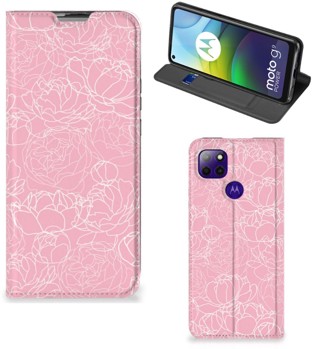 Motorola Moto G9 Power Smart Cover White Flowers