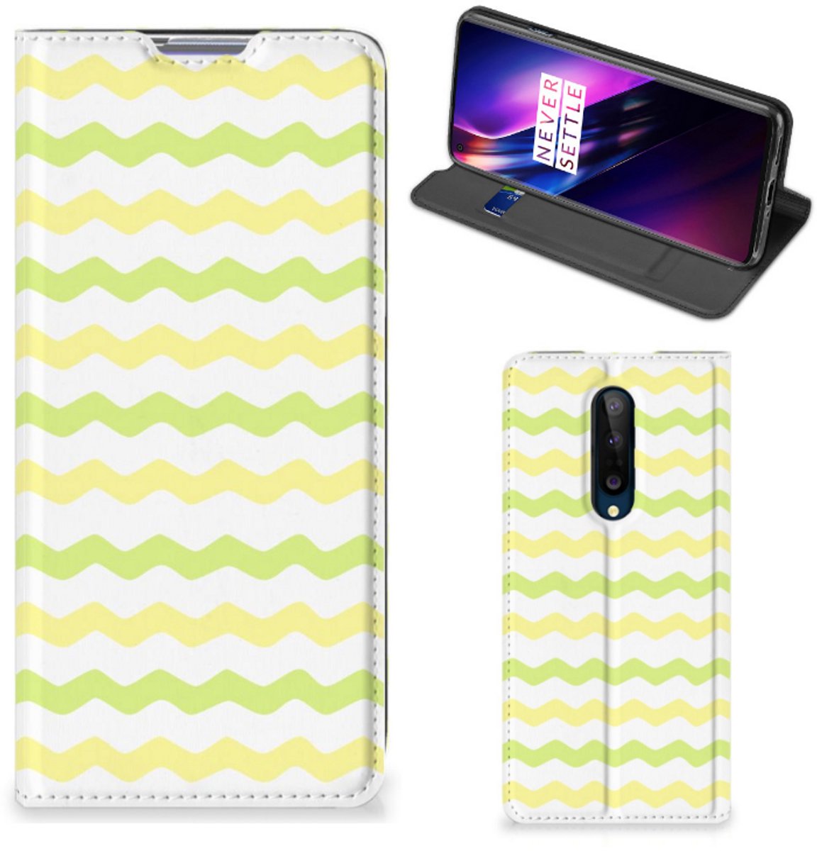 OnePlus 8 Hoesje met Magneet Waves Yellow