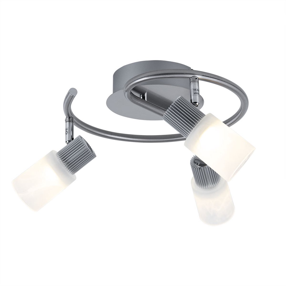 LED plafondlamp zwenkbaar Spotrondell glazen albast woonkamerverlichting, mat nikkel chroom, 3x 5W 300Lm warm wit, DxH 28x14,5 cm