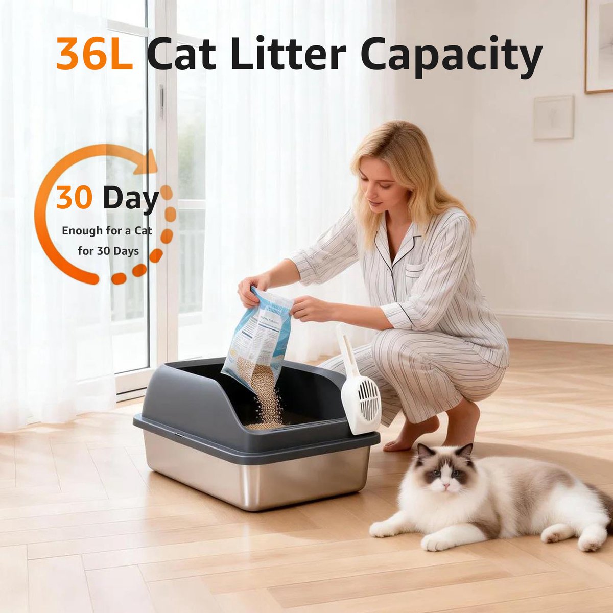 Nobleza Nobleza RVS Hoge Rand Kattenbak - afbeelding 3