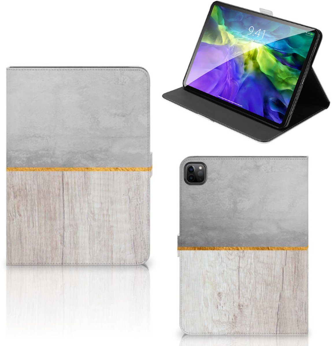 iPad Pro 11 2020/2021/2022 Tablet Book Cover Wood Concrete