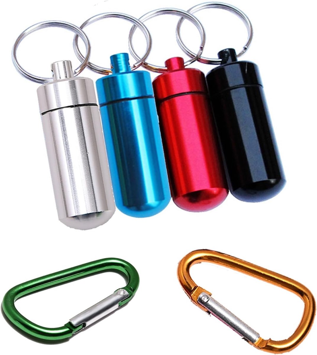 Allecto - Pillendoosje - Sleutelhanger - Opbergen - Metaal - Mini pijp - Onderweg - Compact - Zwart