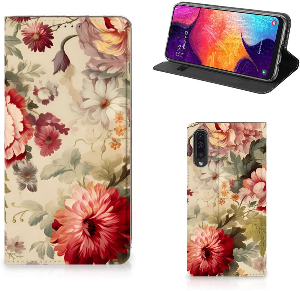 Smart Cover voor Samsung Galaxy A50 Bloemen