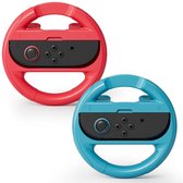 Stuurset Geschikt voor Nintendo Switch 2 Joy Con - Stuurwiel Set - Stuurtjes voor Mario Kart en Racegames - Ergonomisch en Comfortabel Gamen - Racestuur Rood en Blauw